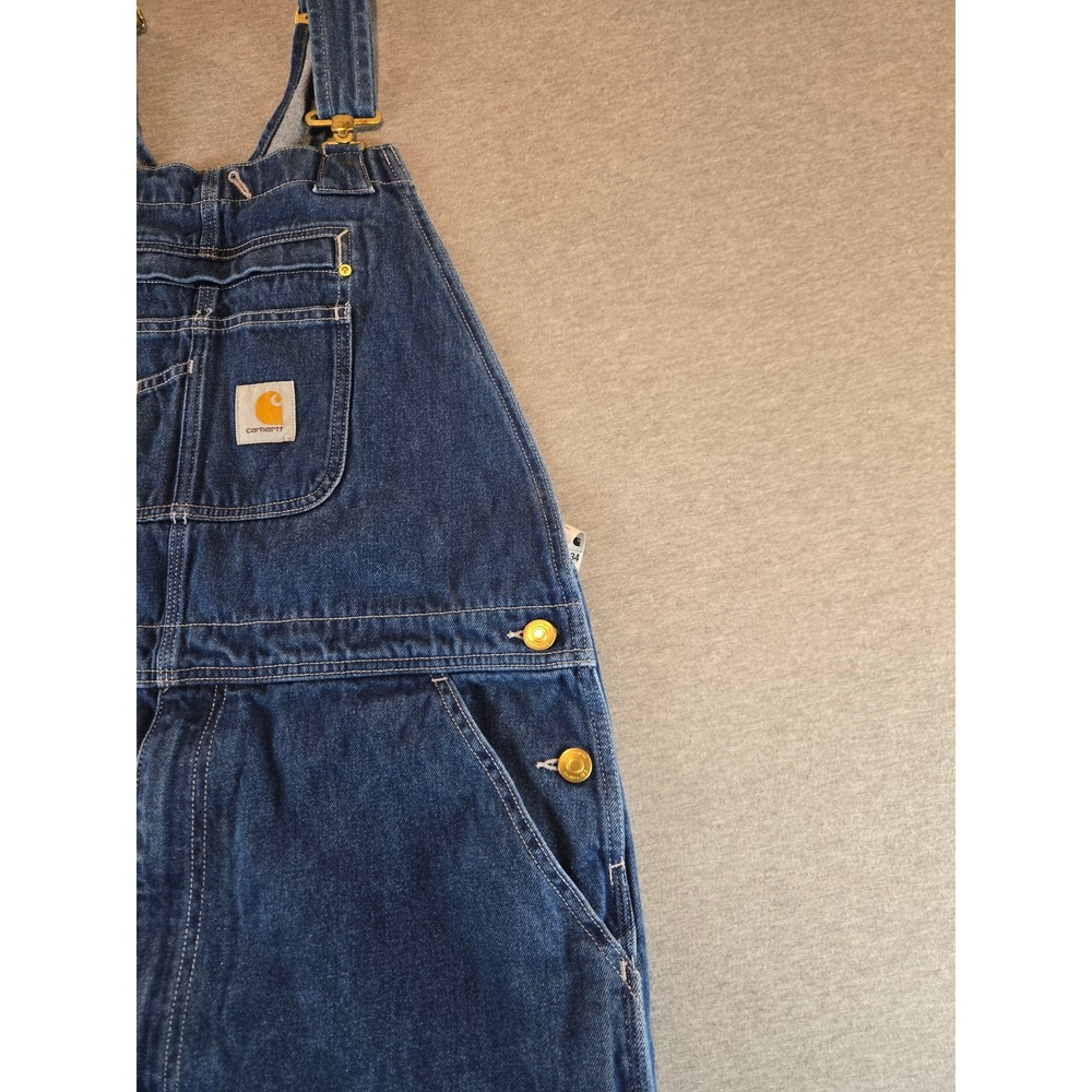 Carhartt Loose Fit Denim Bib Overalls Mens 38x34 Blue OR4672-M Workwear Rugged - Picture 9 of 15
